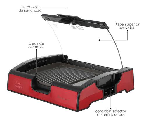 Parrilla Electrica Antiadherente Ecokeramik Ursus Trotter Rojo