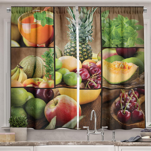 Ambesonne - Cortinas De Cocina Con Diseño De Naturaleza, Dis