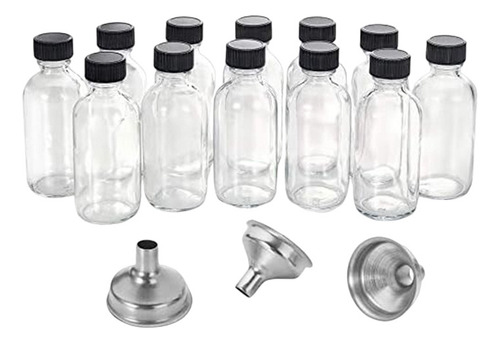 12 Botellas Pequeñas De Vidrio Transparente De 2 Onzas Con T