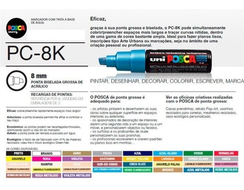 Imagem 2 de 2 de Kit Caneta Uni-ball Posca Pc-8k Estojo Com 3 Unidades