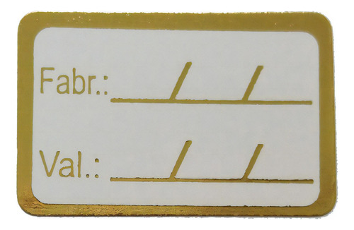 Etiqueta Adesiva Dourada Fabricação E Validade 500 Unidades Cor Dourado Desenho Impresso Fabricação/validade