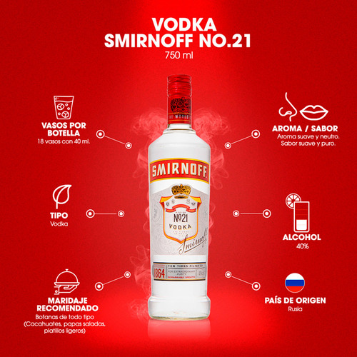 Vodka Smirnoff NÂș 21 750ml 3 Unidades