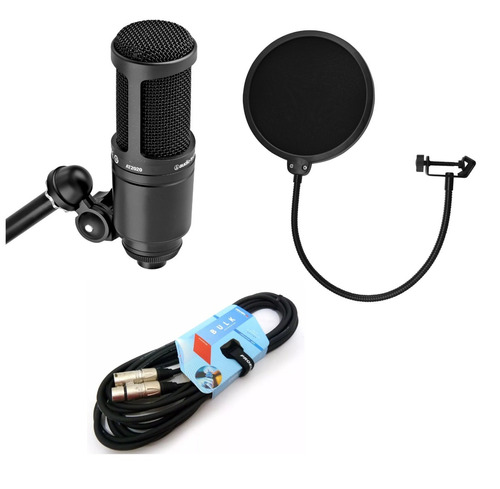 Kit Microfono Condensador At2020 Audiotechnica Filtro Cable