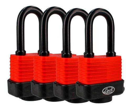 Juego De Candados 4 Pzas Lock Impermeables 40mm De Seguridad Color Rojo