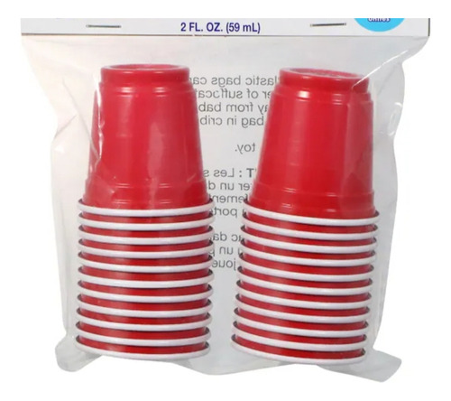 Mini Vasos Rojos Shots Capacidad 2 Onzas Color Rojo