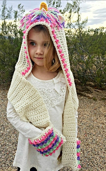 Por ley Acurrucarse Estado Capucha Unicornio Gorro-bufanda De 0 A 4 Años Tejido Crochet | Envío gratis