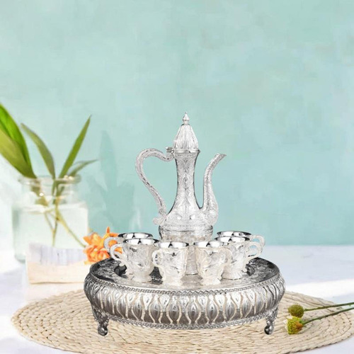 Juego De Cafetería Turco Decanter Aleación De Zinc Plata