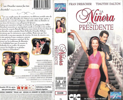 La Niñera Y El Presidente Vhs Fran Drescher Timothy Dalton