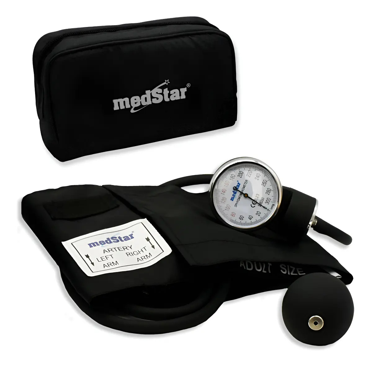 Baumanómetro Esfigmomanómetro Aneroide Medstar Color Negro, Brazalete 23-32 cm | No Incluye Estetoscopio