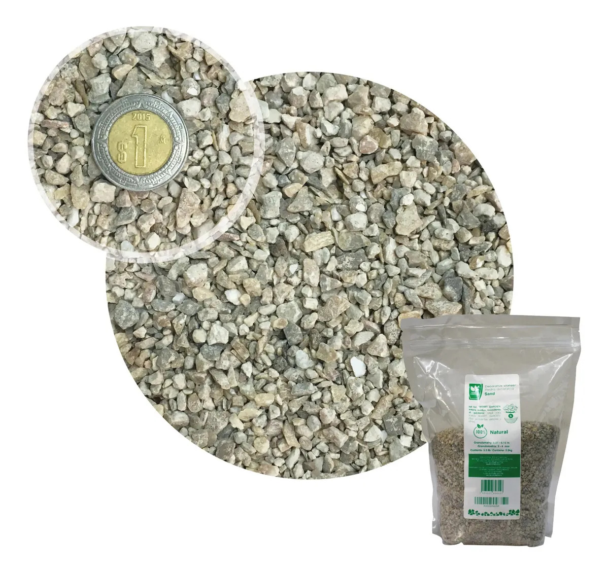 Piedra Decorativa - Ideal Para Macetas, Sand Stone 03-s-25 Color Arena Granulometría máxima 0.4 cm Granulometría mínima 0.2 cm