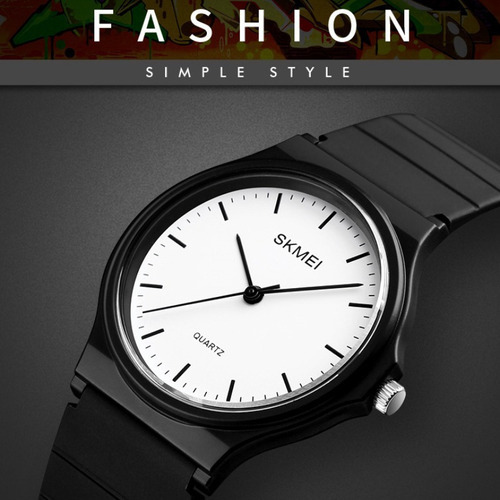 Reloj Hombre Mujer 1419 Minimalista Elegante Clasico Color de la malla Negro/Blanco