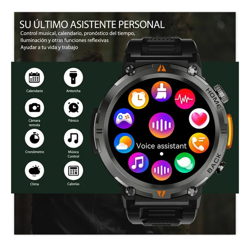 Reloj Inteligente Impermeable De 3 Atm Con Linterna