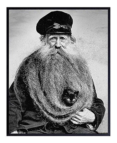 Sea Captain W / Black Cat Wall Art - Extraña Foto Vintage Es