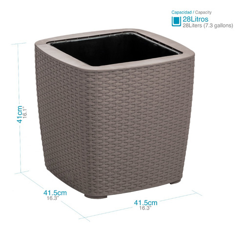 Matera Maceta Para Exteriores Y Jardin Tipo Rattan Mq Color Taupe