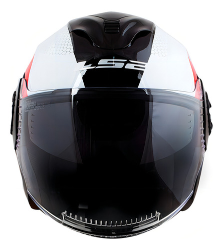 Casco Ls2 Verso Of570 Technik, blanco, negro y rojo, talla 58