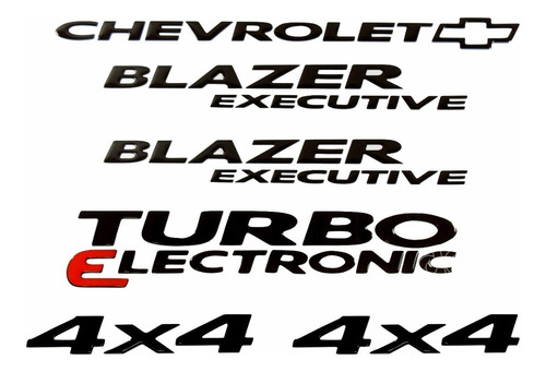 Kit Emblema Adesivo Blazer Executive 2007 4x4 Resinado Bar036 Frete Fixo Fgc