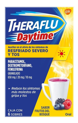 6 Sobres Bebida Theraflu Daytime Alivio De Resfriado Y Tos