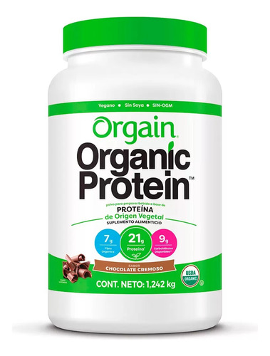 Proteína Orgánica Orgain 1.242 Kg Vegano Sabores Sabor Chocolate