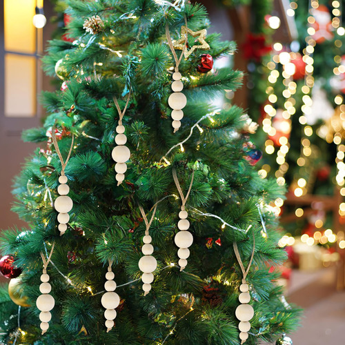 24 Adornos Colgantes De Madera Para Árbol De Navidad