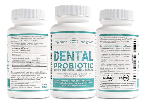 Probiótico Dental, Salud Oral, Mal Aliento, Caries, 60 Uni Menta
