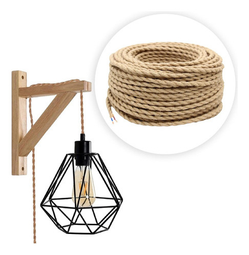 Cable Eléctrico Trenzado Cuerda De Cáñamo 5m Decoración