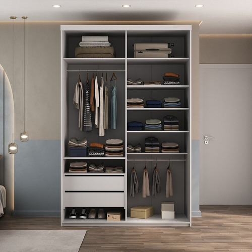 Closet Solteiro 100% Mdf 139,5cm 2 Gavetas Moutier