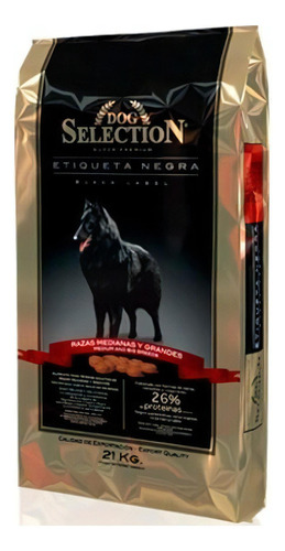 Alimento Dog Selection Etiqueta Negra para perro adulto de raza mediana y grande en bolsa de 21 kg