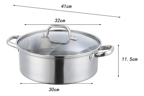 Olla Caliente Shabu Shabu De Acero Inoxidable, 32cm