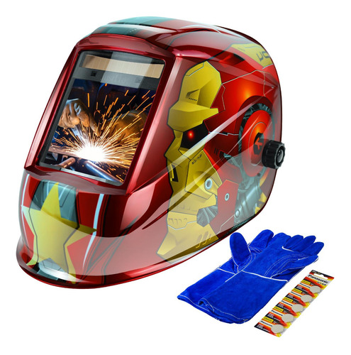 Casco De Soldadura Campana 4 Sensores Visión Grande 3.94x3.1 Rojo Nombre Del Diseño