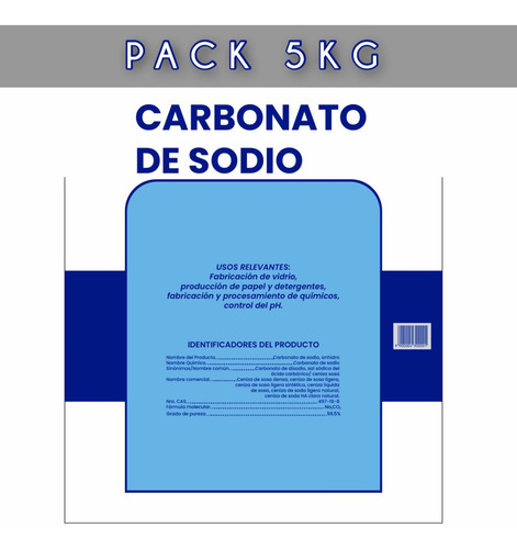 Imagen 1 de 3 de Carbonato De Sodio (5kg) Múltiples Usos