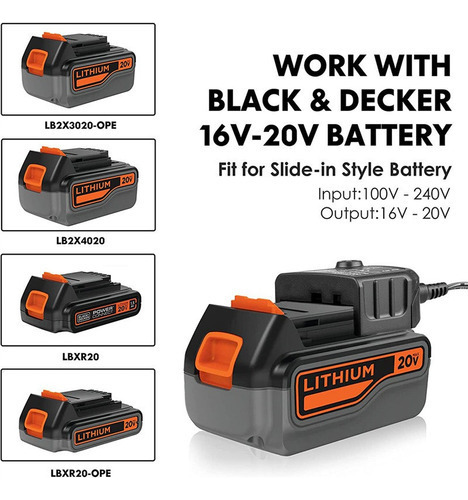Cargador De Batería Para Black-decker 10.8v 14.4v 20v