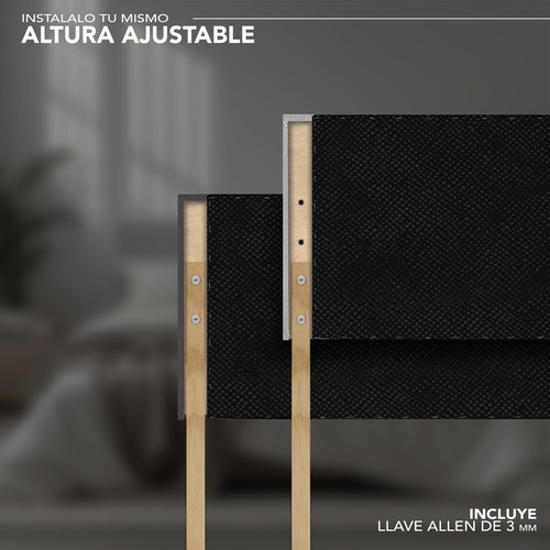 Cabecera King Size Dotico Lisa Altura Ajustable Color Oxford