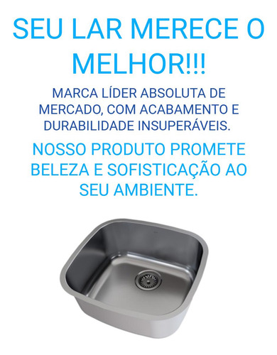 Cuba Para Cozinha Docol Inox Invicta 46x42x22 Fosca + Sifão
