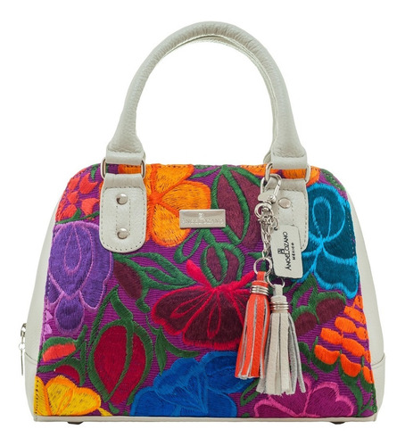 Imagen 1 de 2 de Bolsa Angelozano Satchel Elsa Piel Hueso Tel P Normal $2,459
