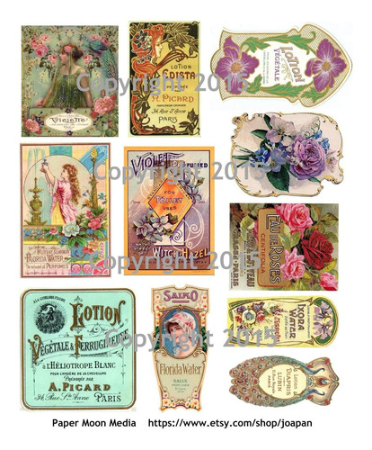 Hoja Collage Etiqueta Vintage Victoriana #102