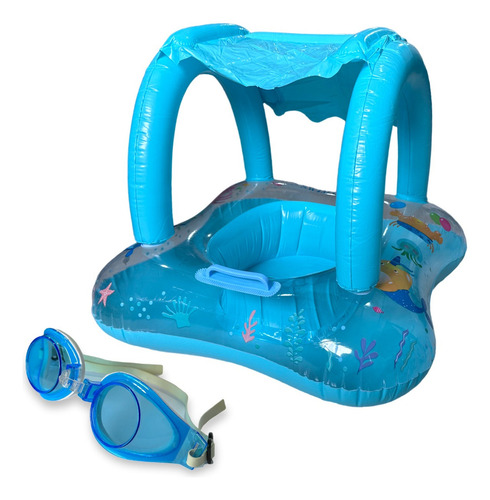 Boia Bote Bebê Fralda Infantil Inflável Proteção Cobertura Cor Azul