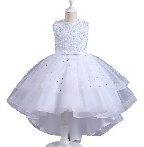 Vestido De Princesa De Moda Para Niñas Con Cola Sin Mangas