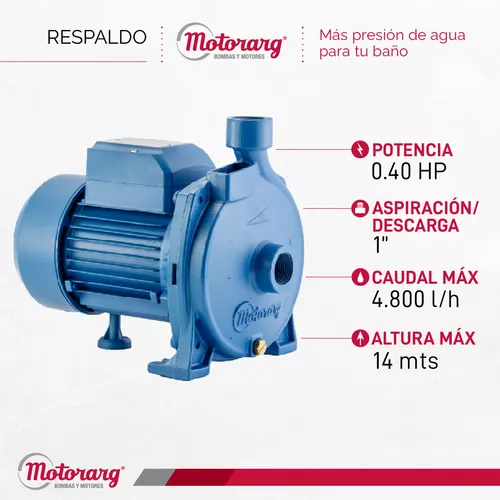 Bomba Agua Centrifuga Elevadora Motorarg Bc40 0.4 Hp
