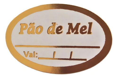 Etiqueta Adesiva Pão De Mel - Linha P/sabor E Valid. 1.000un Cor Dourado Desenho impresso pão de mel/validade