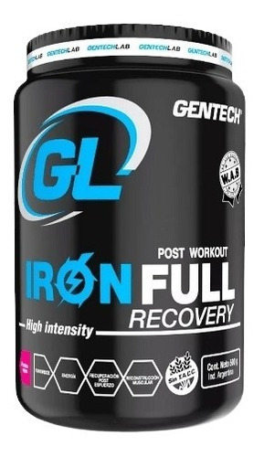 Gentech Iron Full X 500 G. Post Workout Recovery Sabor Frutos rojos