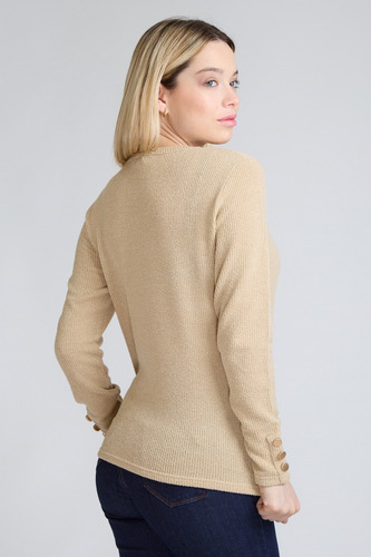 Polera Boton Hombro Beige Tentation