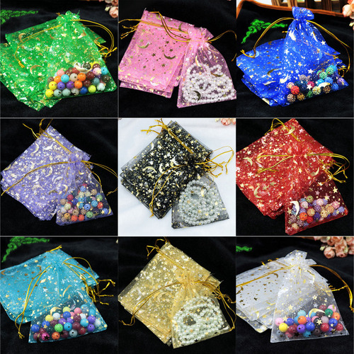 Bolsas De Organza Con Cordón Moon Stars Para Joyas Pequeñas