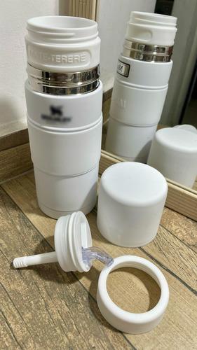 Termo Mate Listo Autocebante 500 Ml Acero Inoxidable Blanco