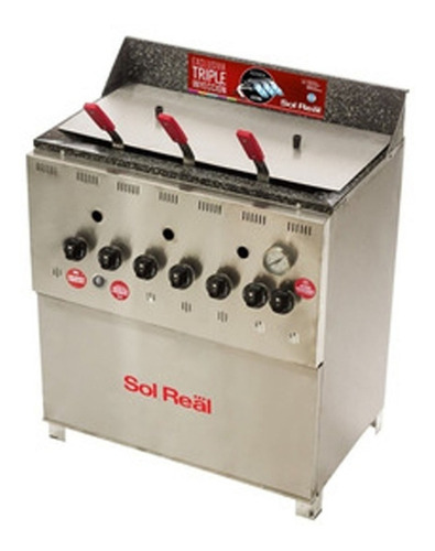 Imagen 1 de 2 de Freidora industrial Sol Real Triple Inyección 057 42L acero inoxidable