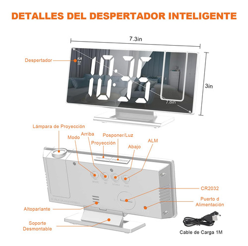 Despertador Con Pantalla Led, Reloj Despertador Con 6 Modos