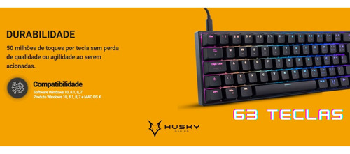 Tec Mecânico Husky Gaming Blizzard, 60%, Switch Red Preto