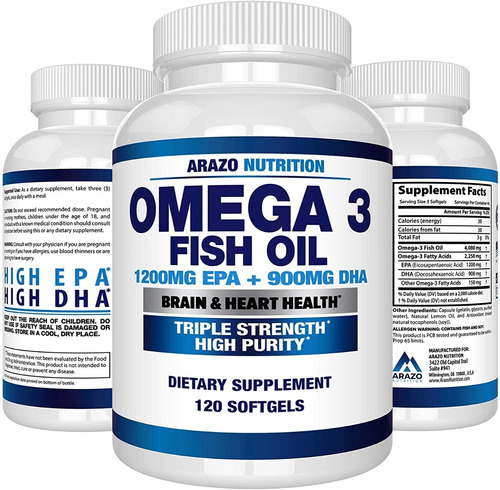 Arazo Nutrition Omega 3 Oil Fish Epa 1200mg + Dha 900mg 