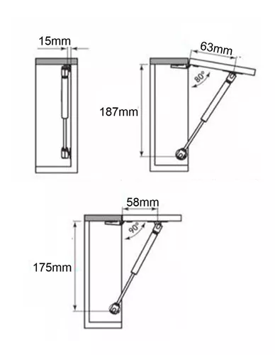 Piston A Gas Corto Para Mueble Cocina Alacena Bronzen 60n