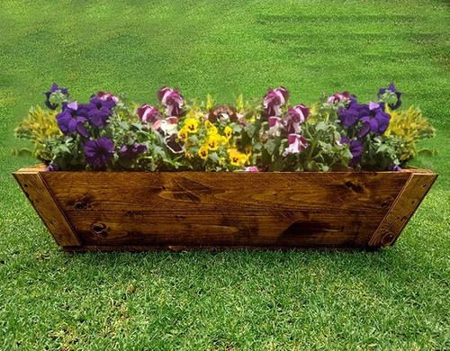 Imagen 3 de 7 de Maceta De Madera Tipo Jardinera De 80 Cm De Largo Color Roble