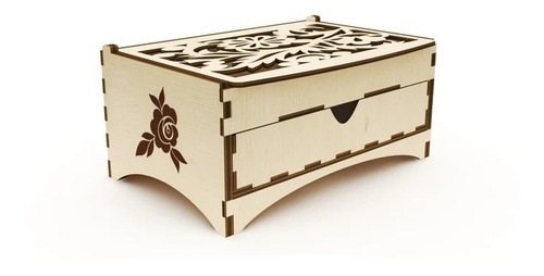 Caja De Flores Con Tapa 5 Compartimientos Decorada De Madera